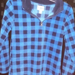 Checkered black And blue polyester fleece boys top.
